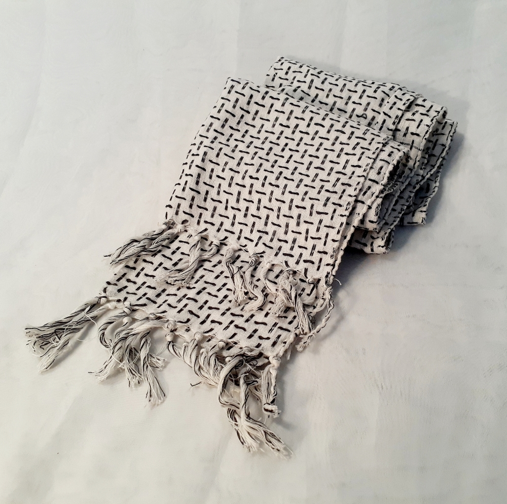 Vintage Glentex woven cotton fringe scarf - Picture 8 of 10